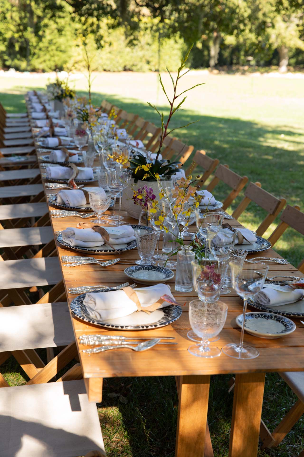 Outdoor table setting for private event