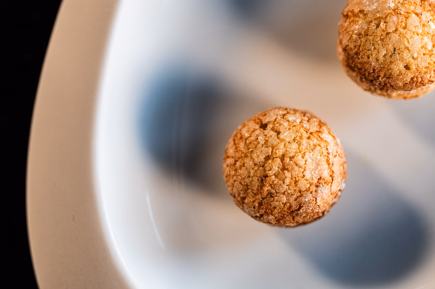 Close-up of small sugar-crusted spiced cookies