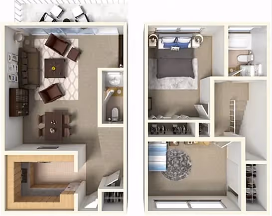 2 Bedrooms | 1.5 Bathroom layout