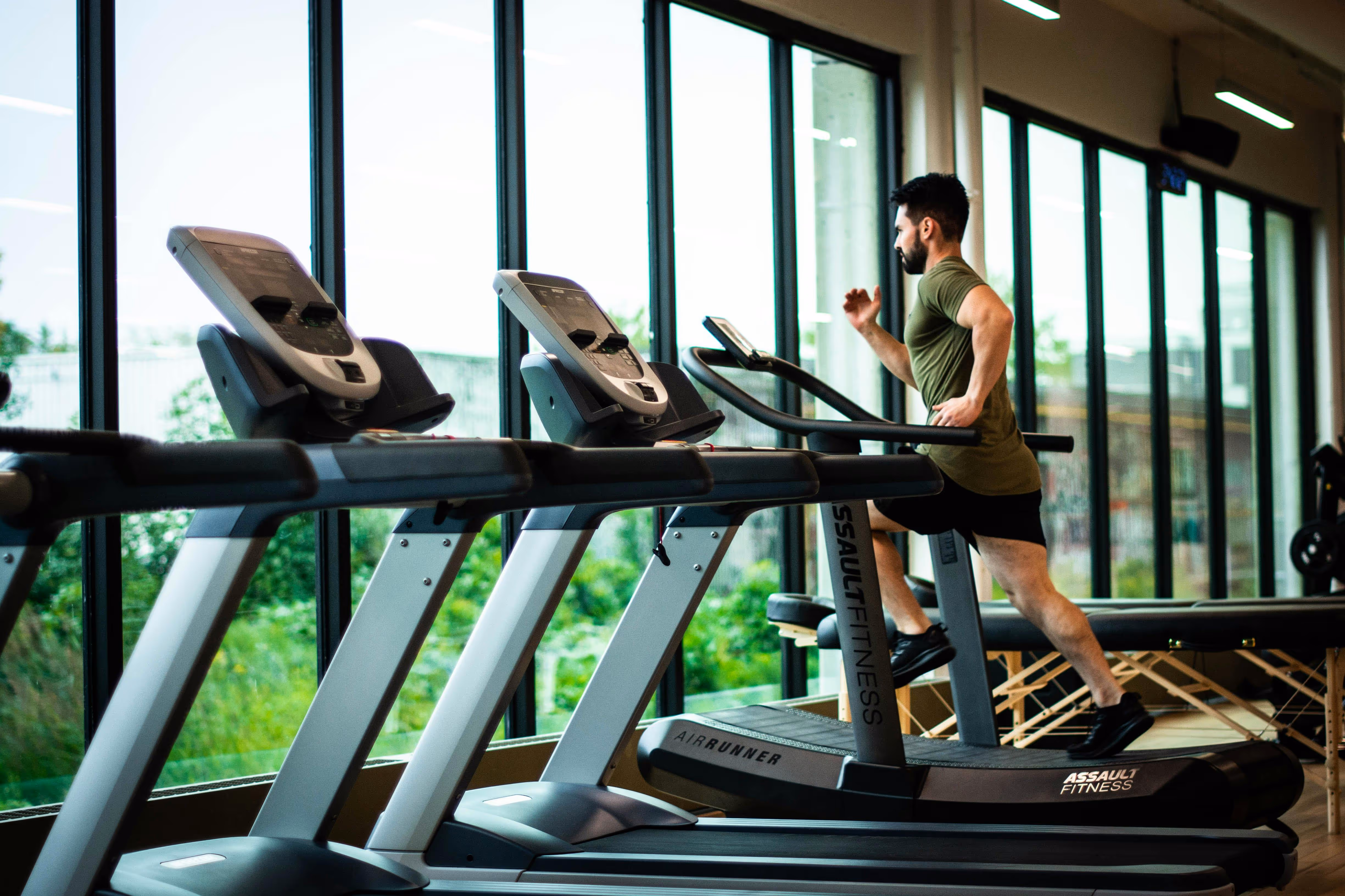 Running on treadmill stock imagew
