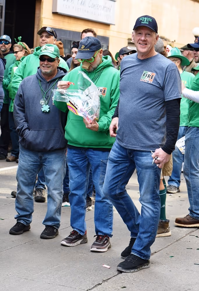 Saint Paul Firefighters Local 21 members participating in the St. Patrick’s Day parade.