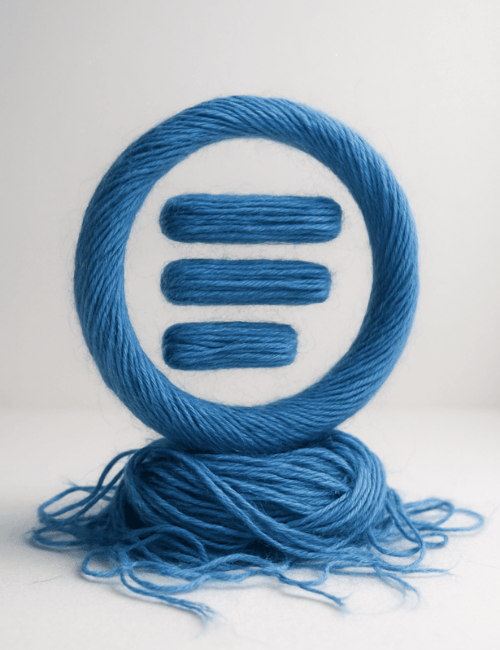 A cool image of The Ethos Team logo as yarn.