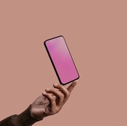 A phone being held.