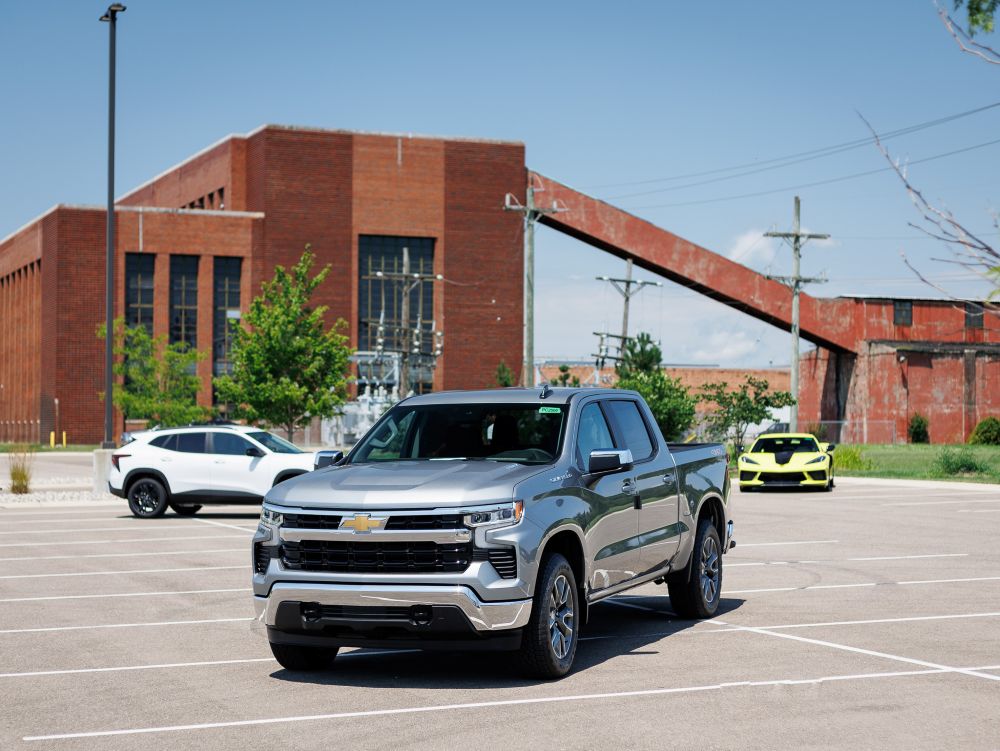 A Chevrolet Silverado truck sitting in a parking lot.