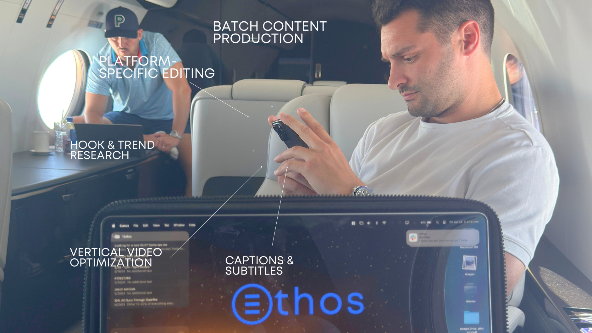 Two people working on content production with Ethos platform