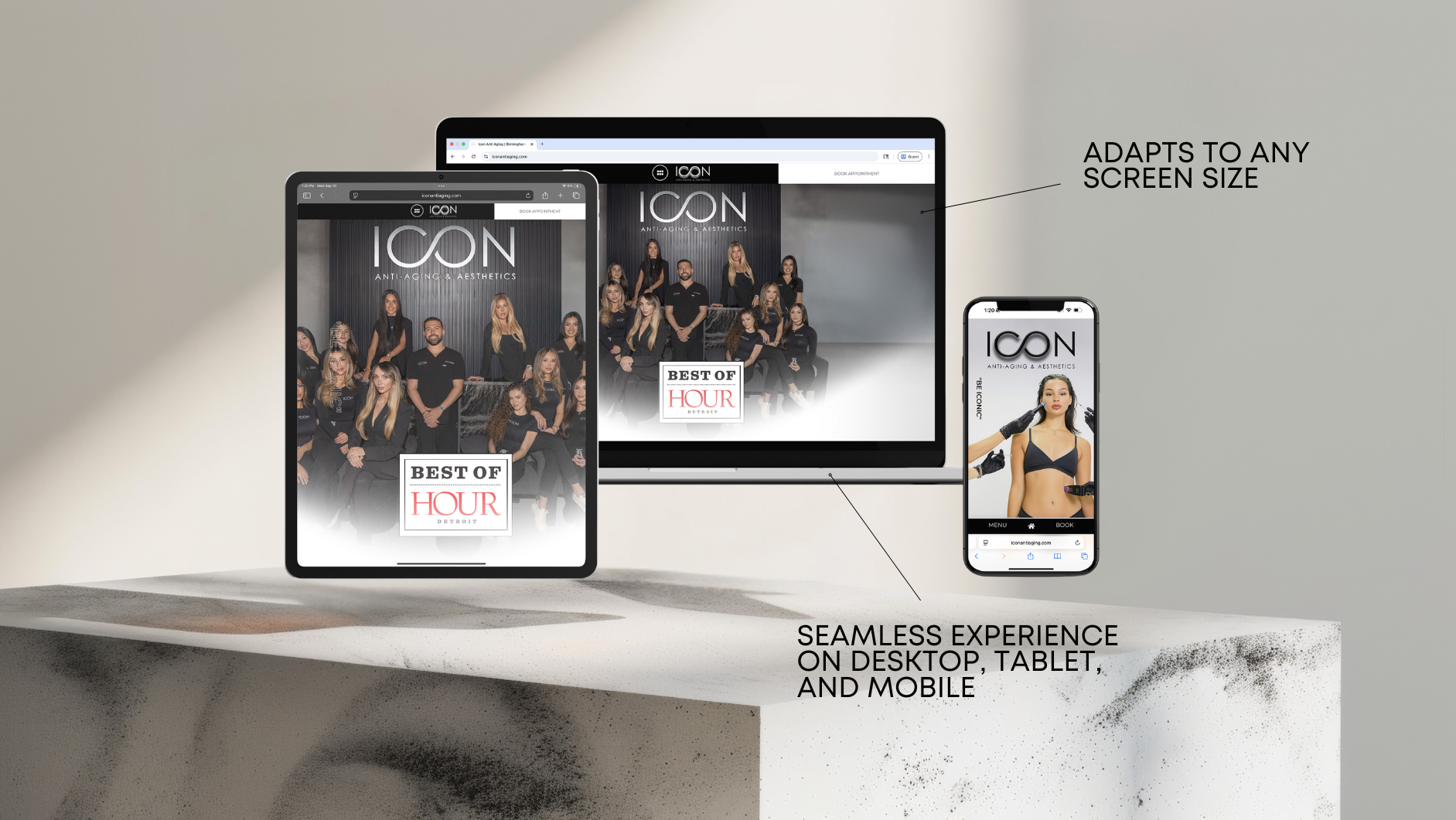 ICON Anti-Aging Aesthetics responsive website design across devices