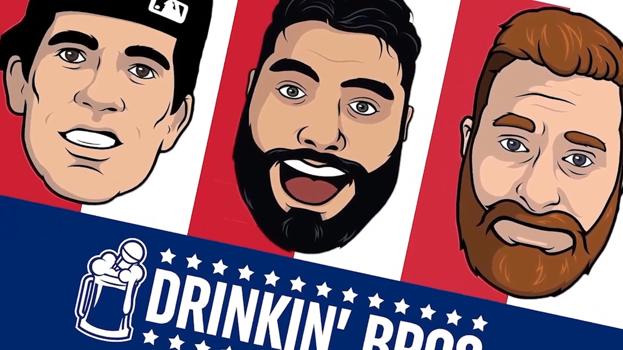 Three cartoon men with different expressions for "Drinkin' Bros" logo