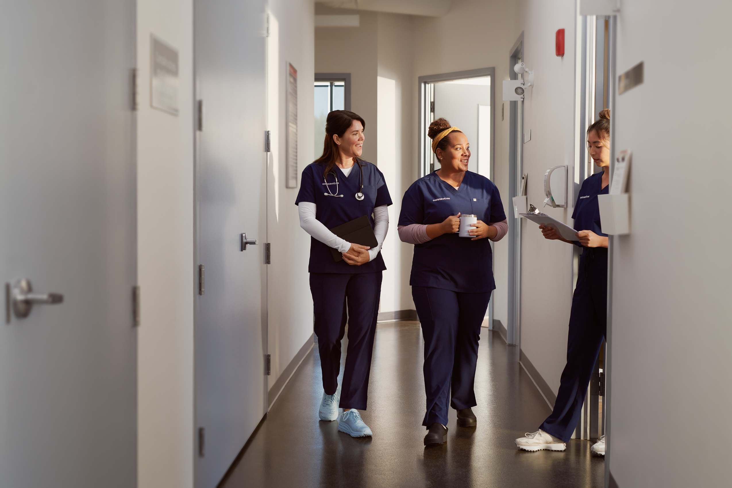 Three healthcare professionals at a Long-Term Care Facility
