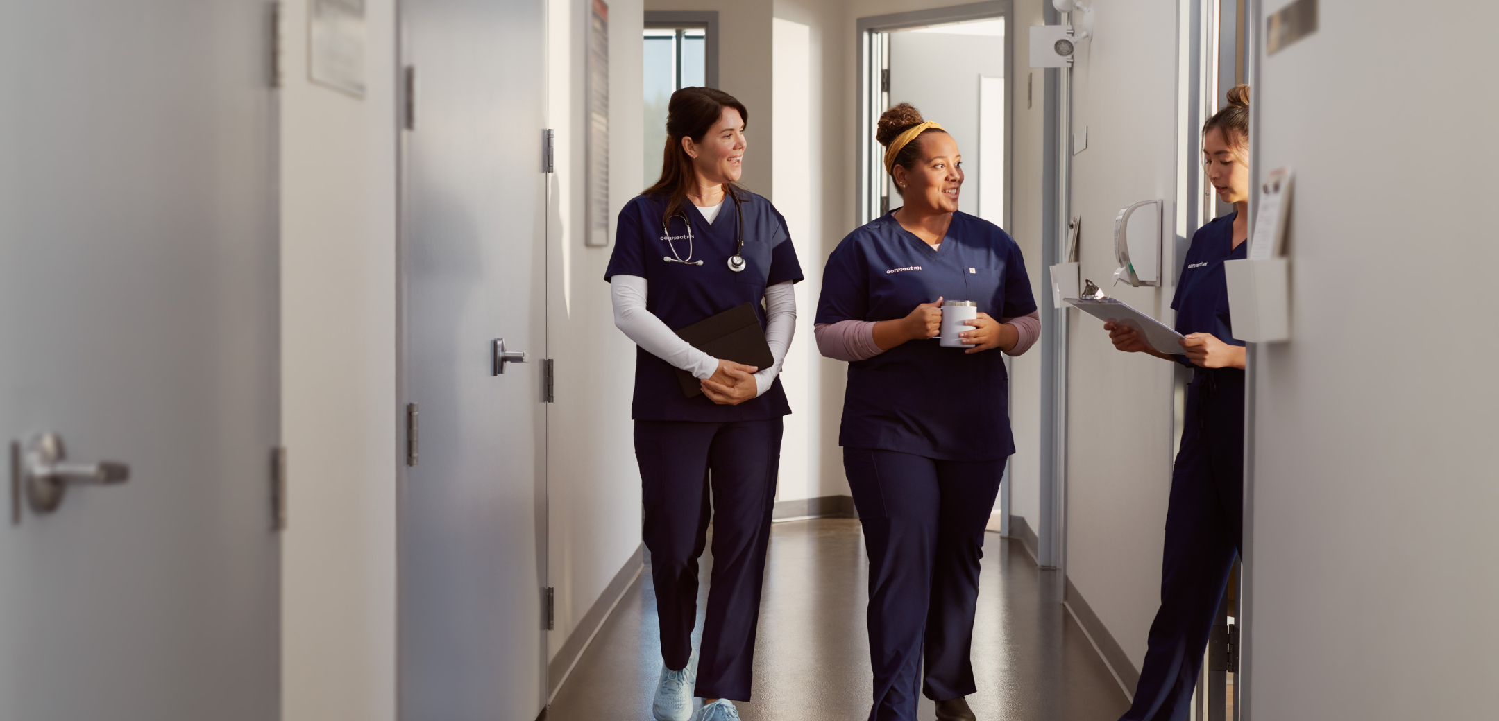 Three healthcare professionals at a Long-Term Care Facility
