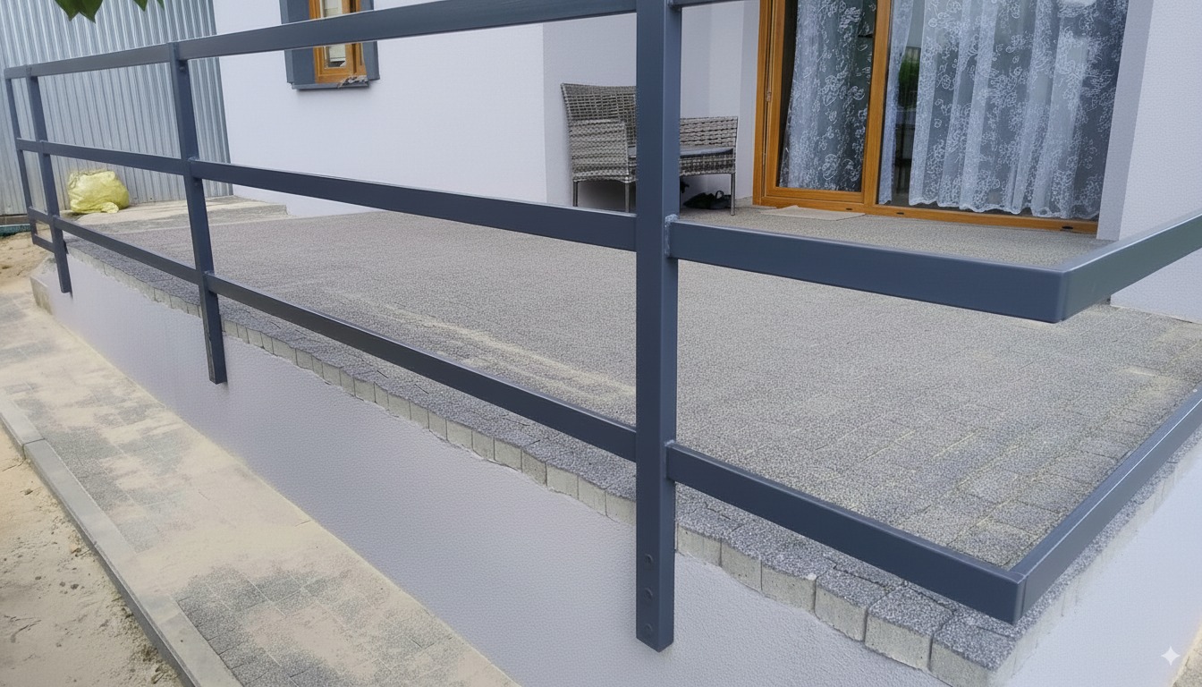 balustrada metalowa w kolorze antracytowym