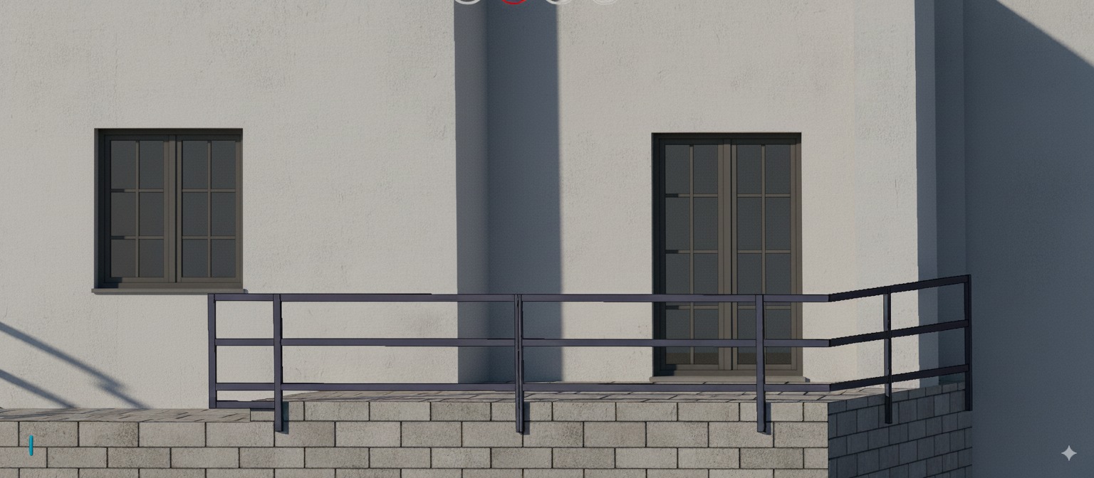 render balustrady balkonowej zewnętrznej