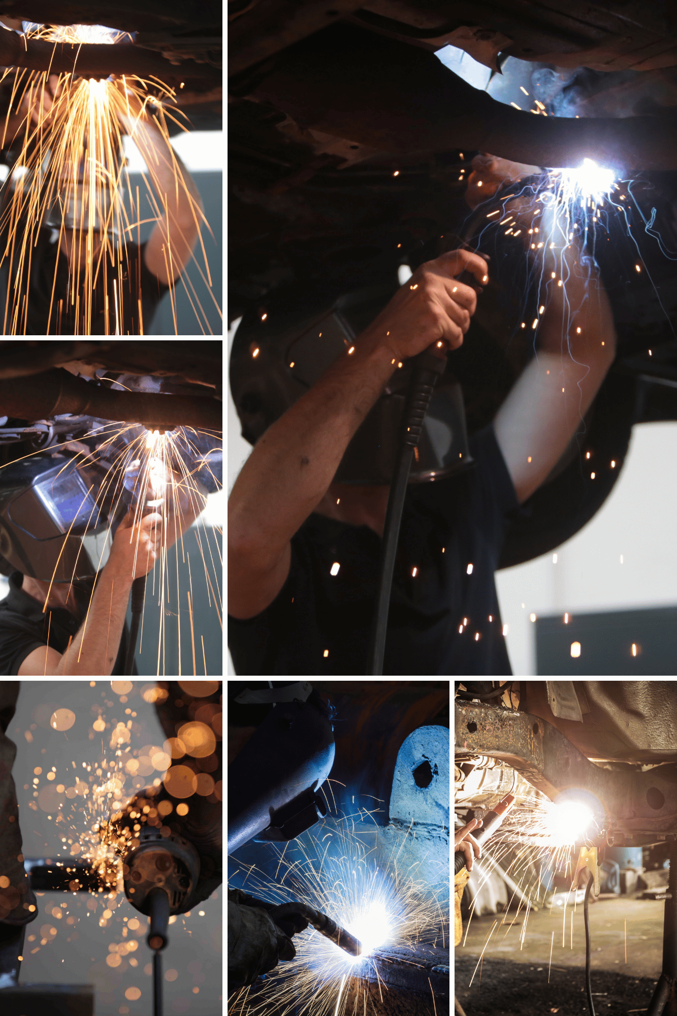 kolaż zdjęć z naprawami sprzętów rolniczych i ciężkich