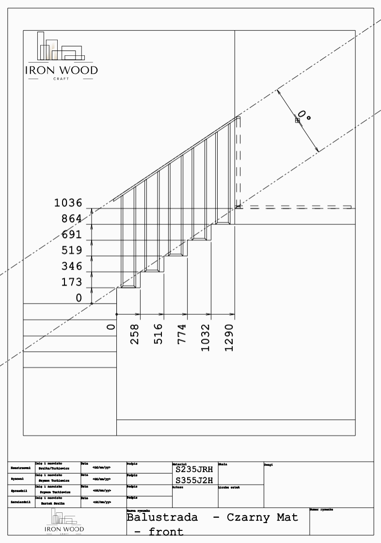 balustrada zewnętrzna z profili stalowych - render graficzny