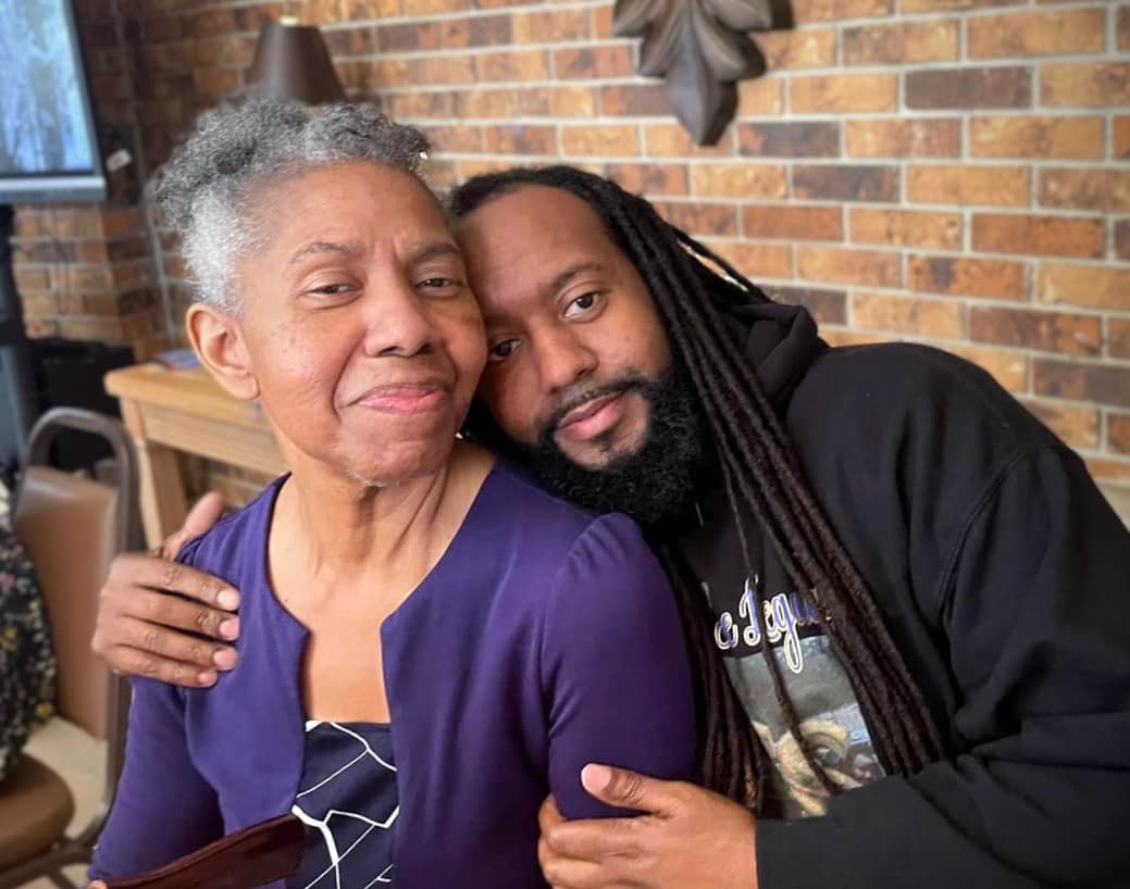 Picture of a resident with a family member