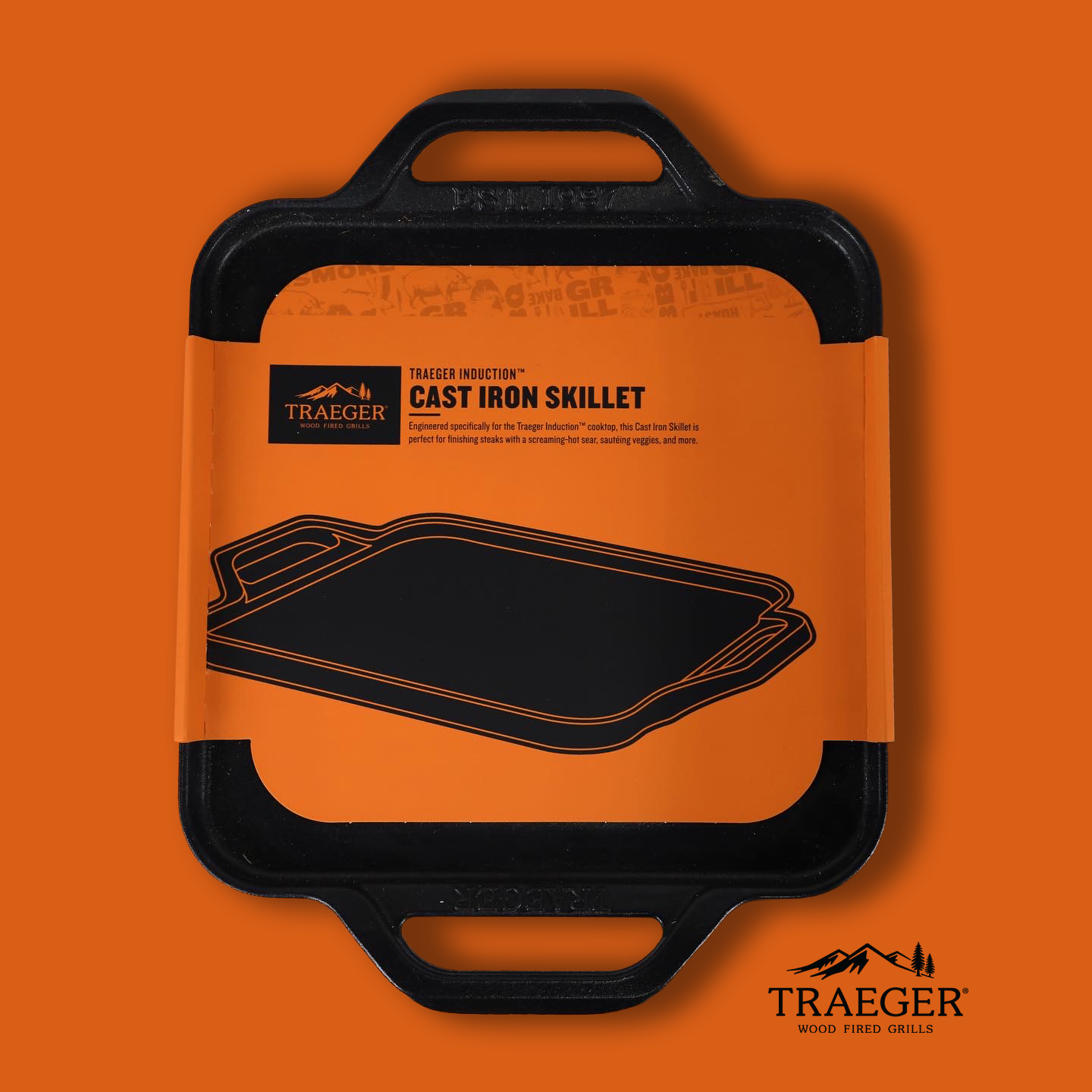Packaging for Traeger's reversible cast iron griddle