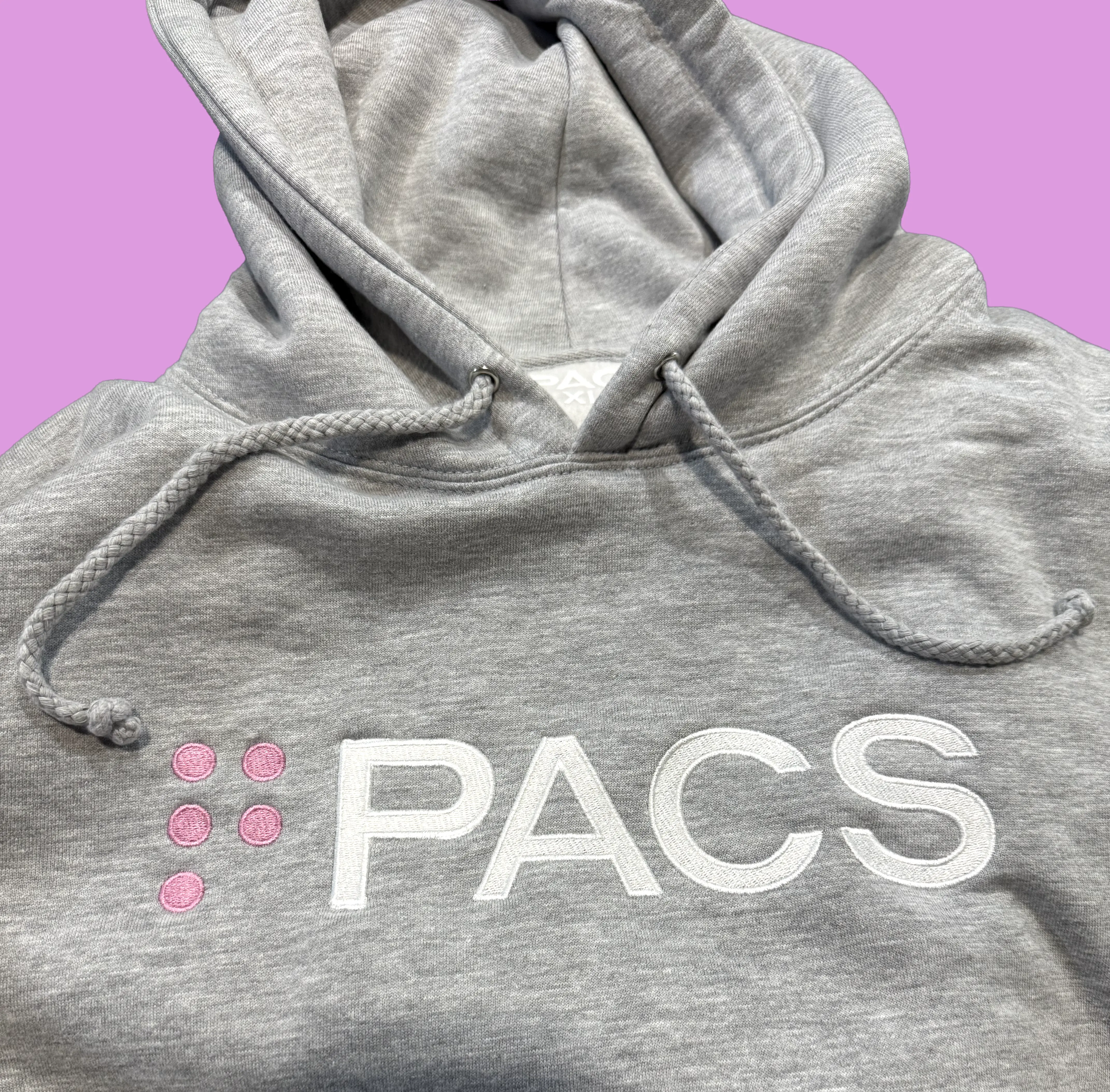 A gray PACS hoodie