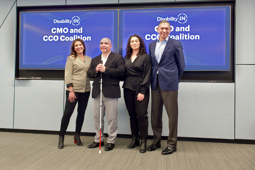 (L to R) Accenture’s Jill Kramer; Disability:IN’s Russell Shaffer and Allyce Torres; TD Bank’s John Pluhowski. (Photo credit: Accenture, used with permission)
