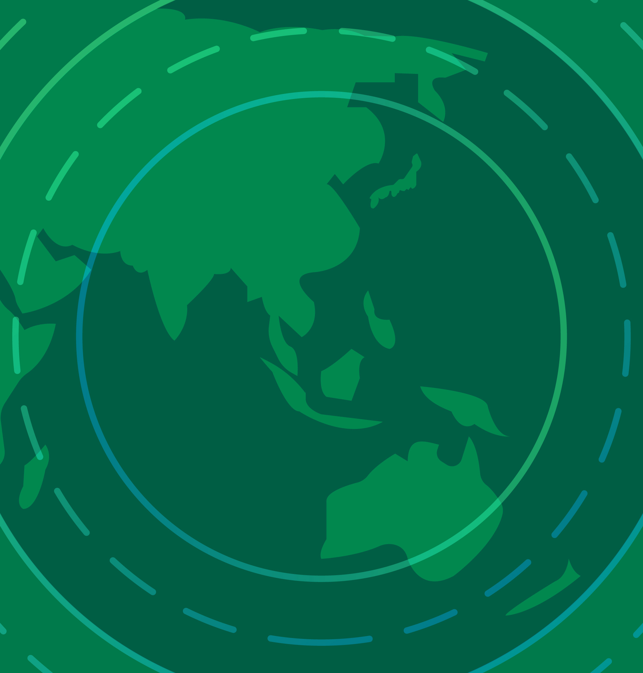 APAC region of globe with impact concentric circles.