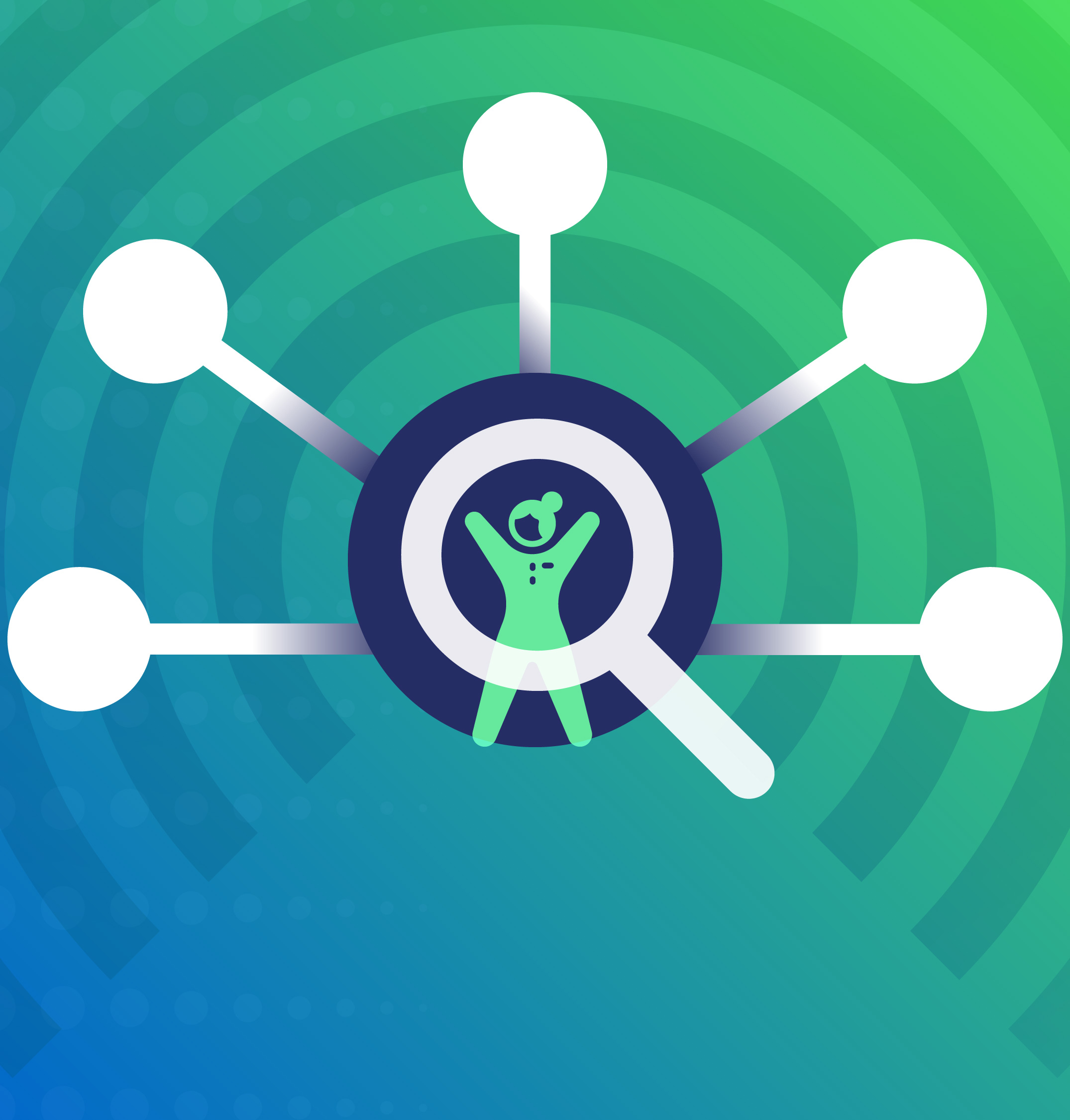 Accessibility figure in center with lines extending outwards.