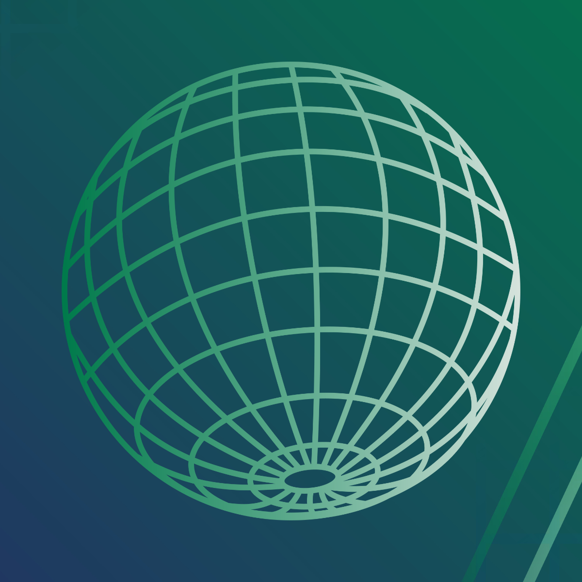 A green globe against a darker green background.