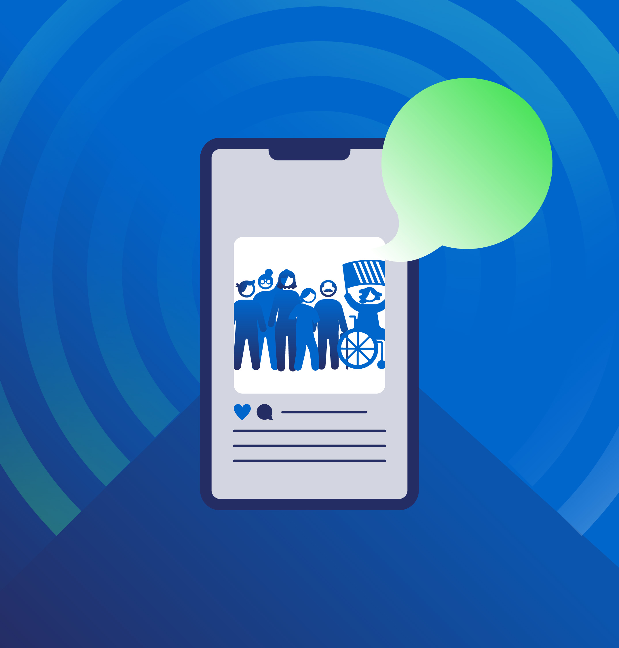 Social media interface on a phone