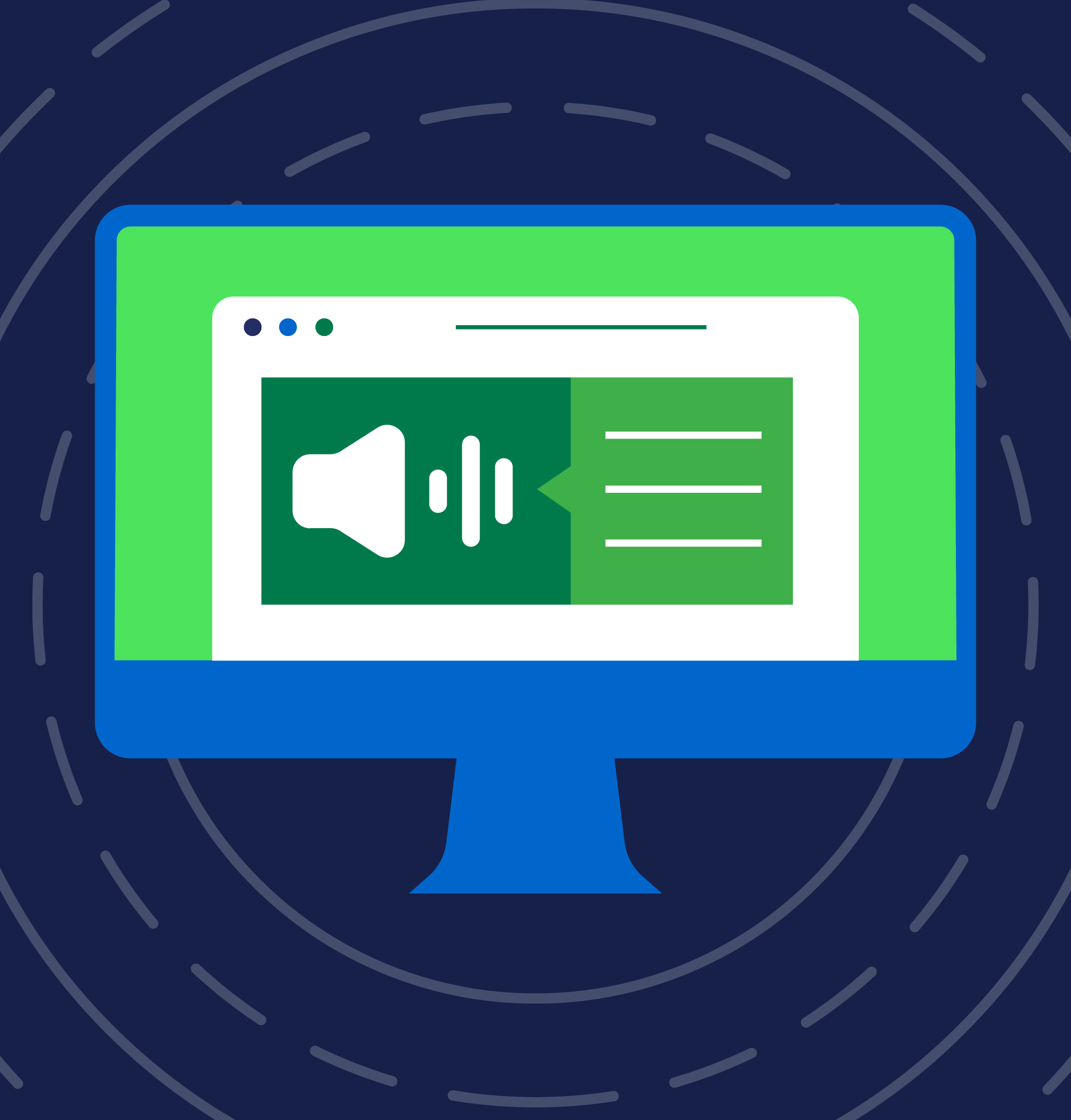 Desktop computer showing speech to text software.