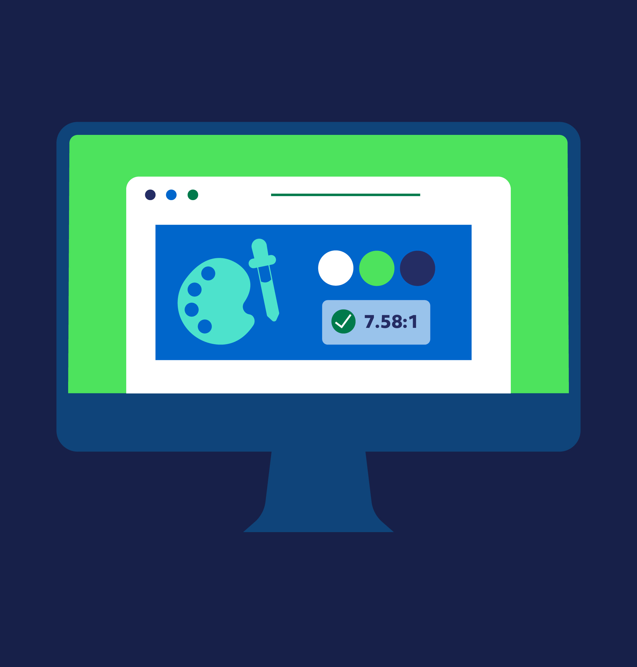 Desktop computer of color contrast checker.