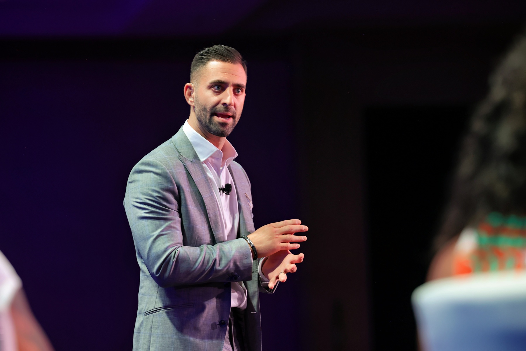 Dustin Gianellli, CEO Of HearsDustin LLC gives his pitch at the DisabilityIN Conference during the Pitch Perfect Challenge