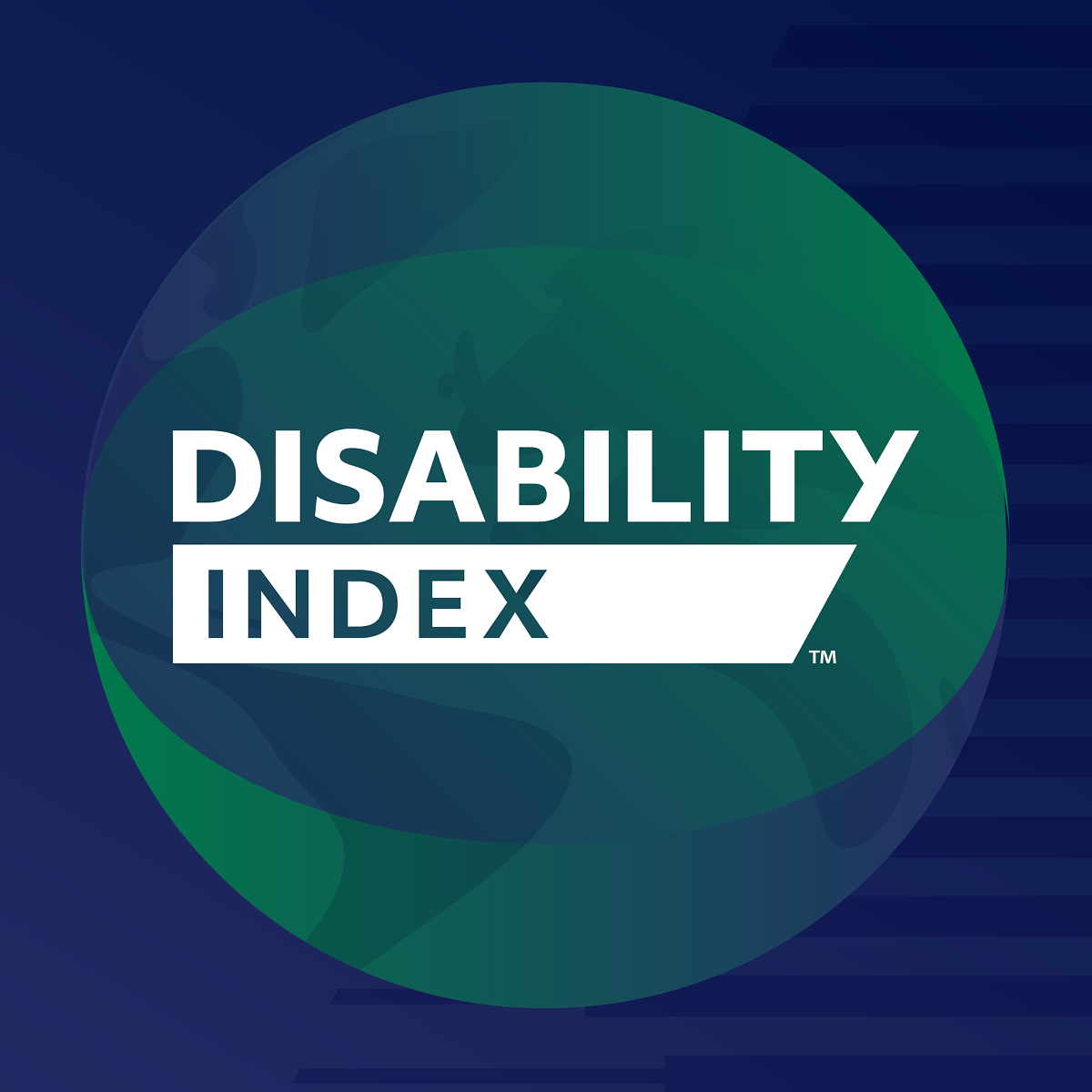 Disability Index logo with white text reading ‘Disability Index’ inside overlapping green and blue circular shapes on a dark blue background