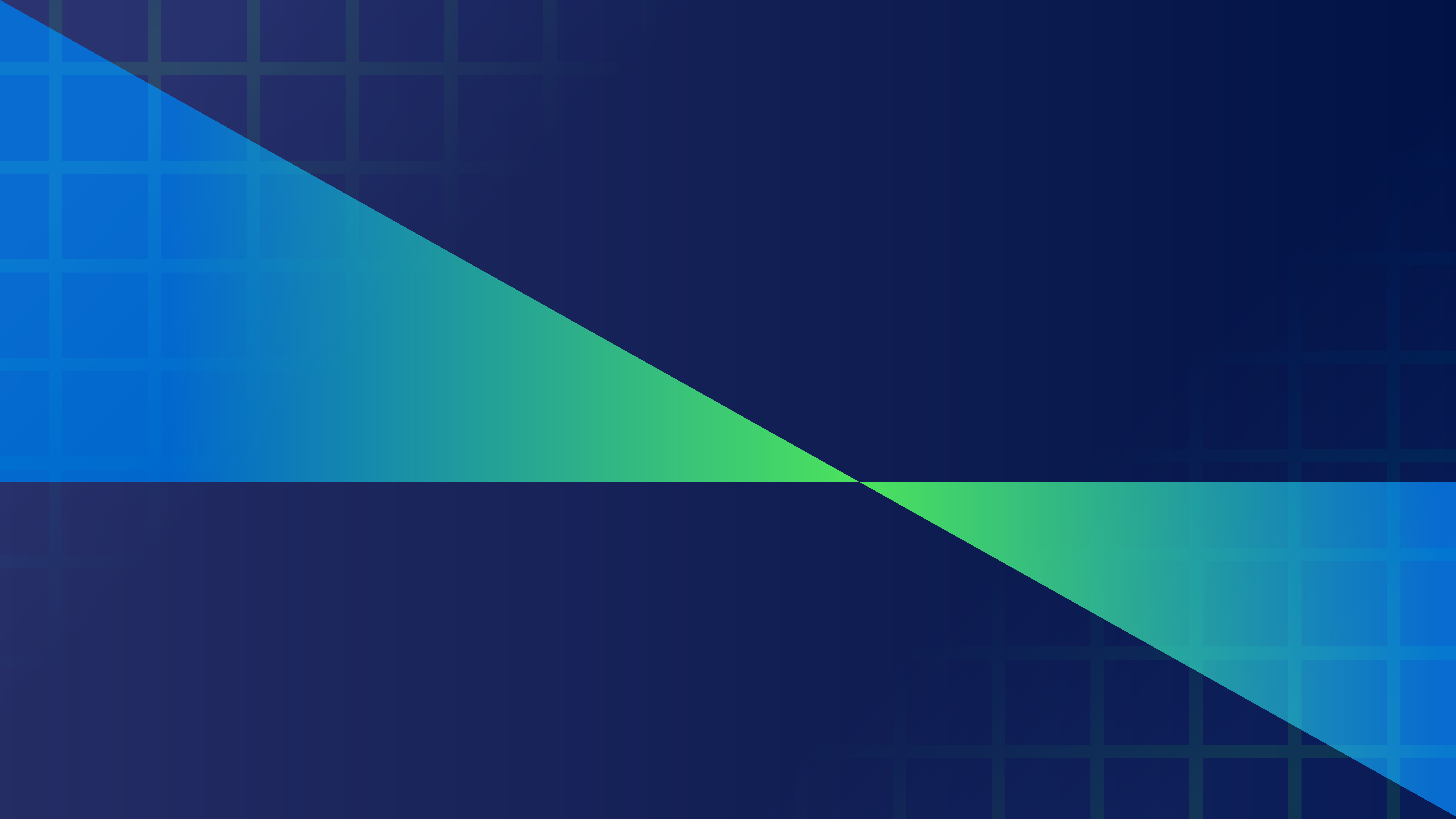 A blue gradient background with an intersecting neon green and blue prism design