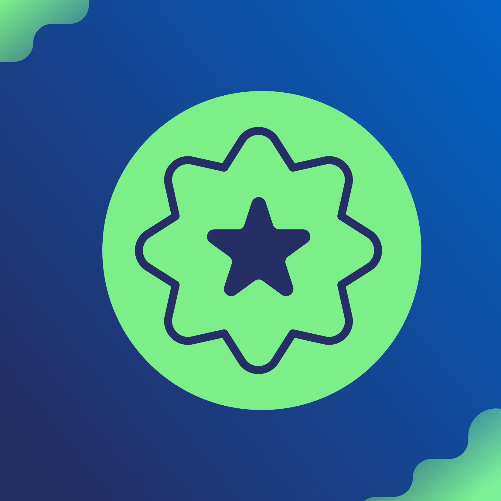 Best practices star icon against blue and green.