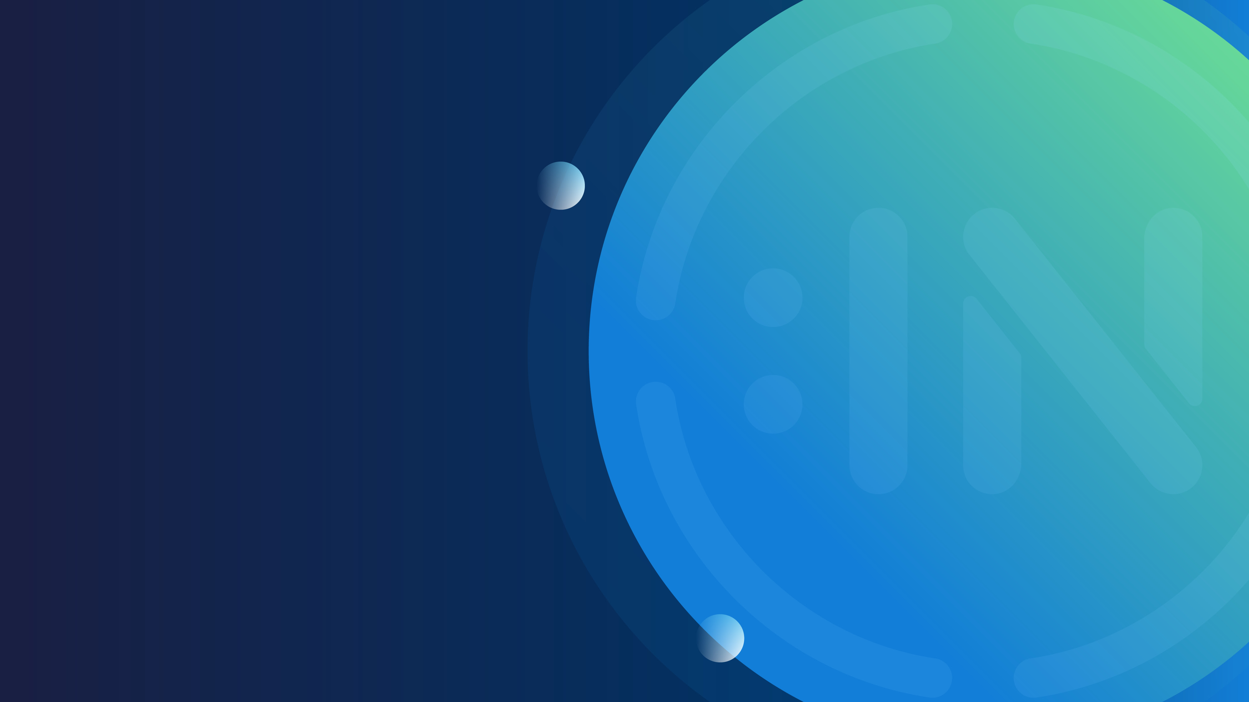 Dark blue background behind a blue and green gradient IN icon logo. 
