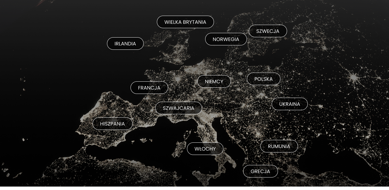 Mapa europy z zaznaczonymi krajami