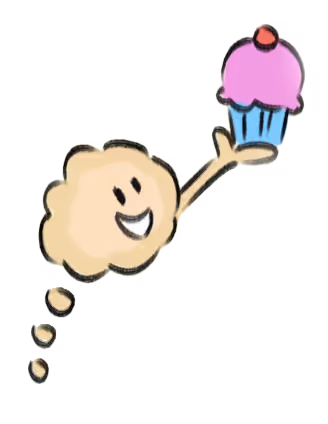Thought holding cupcake.