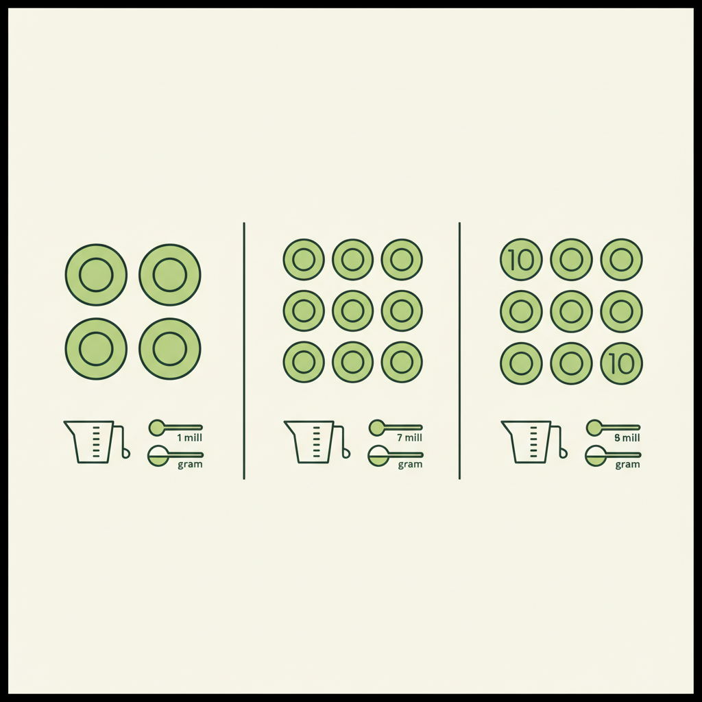 Minimalistische 2D-Vektor-Infografik zu Gulaschsuppe Menge pro Person: drei Spalten mit Vektorschalen für unterschiedliche Portionen und Mess-Icons für ml und g in Markenfarben