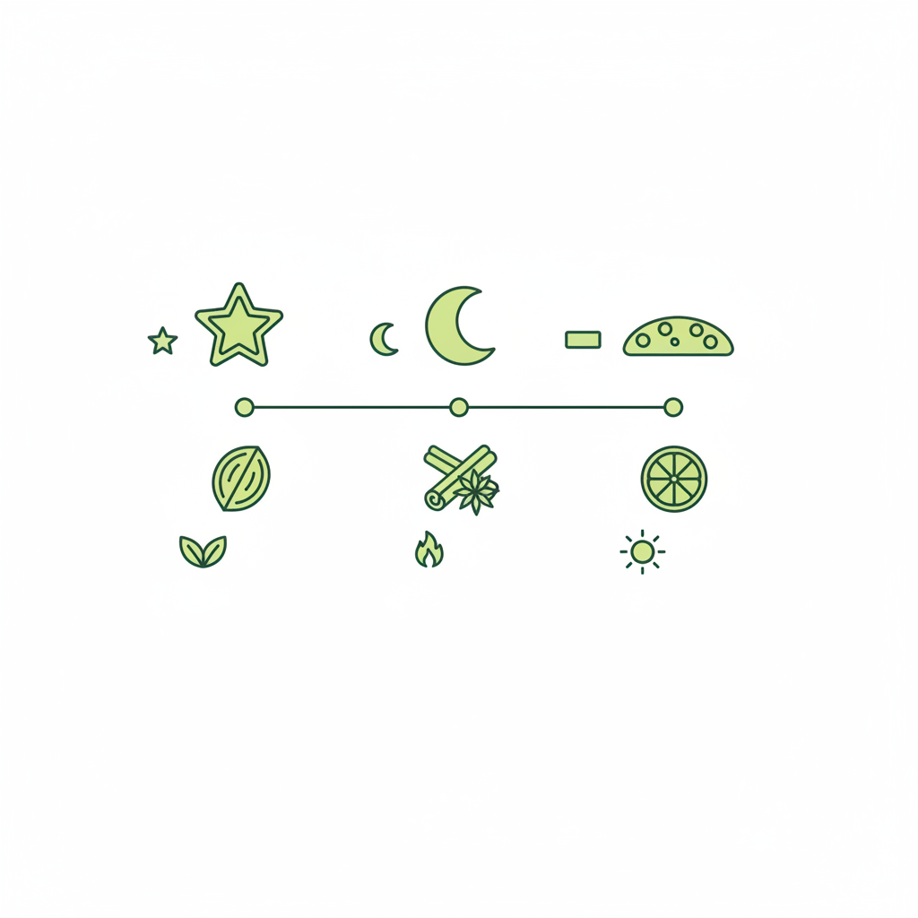 Minimalistische Vektorinfografik mit Weihnachtsplätzchen aus aller Welt: Stern-, Halbmond- und Biscotti-Icons, Timeline und Aromen-Icons (Nüsse, Gewürze, Zitrus) in Markenfarben.