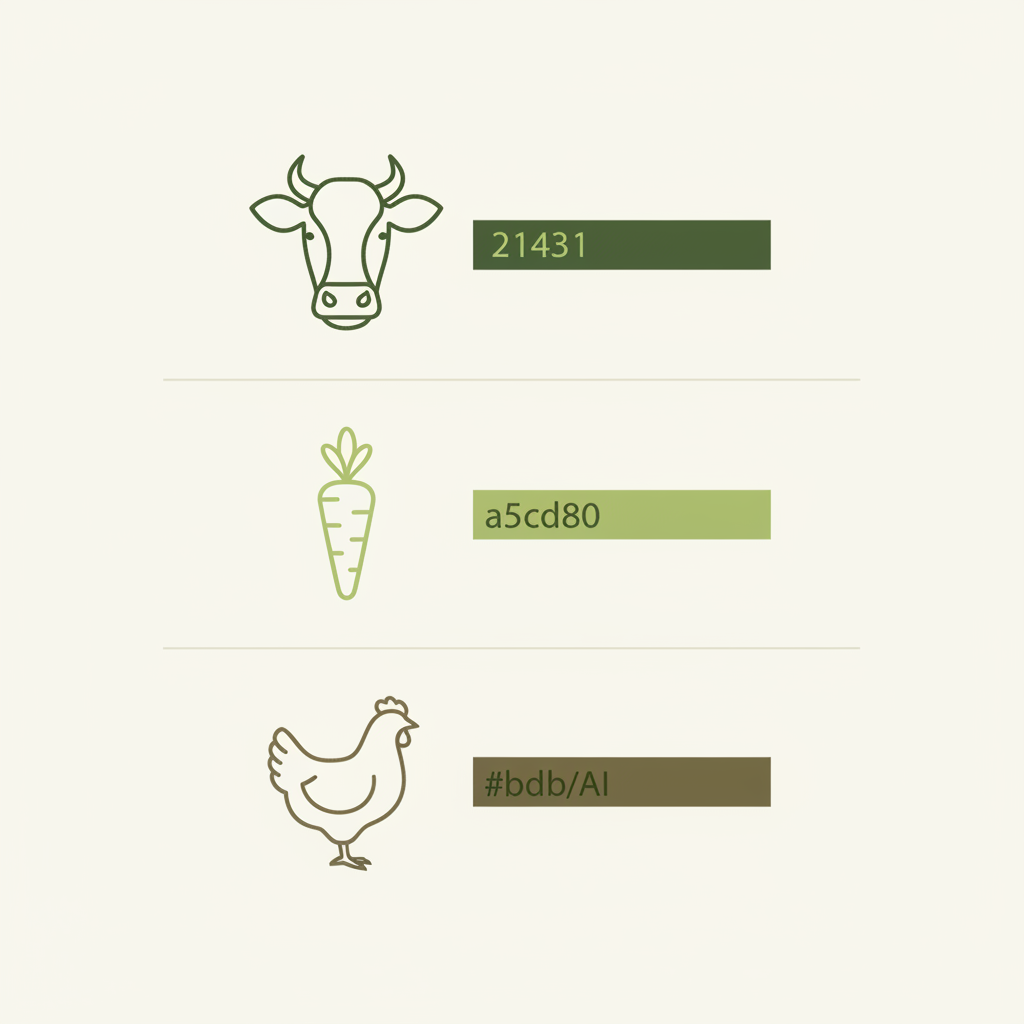 Minimalistische 2D-Vektor-Infografik mit drei farbcodierten Balken und Icons für Rind-, Gemüse- und Hühnerbrühe, geeignet als Brühe für Chili con Carne