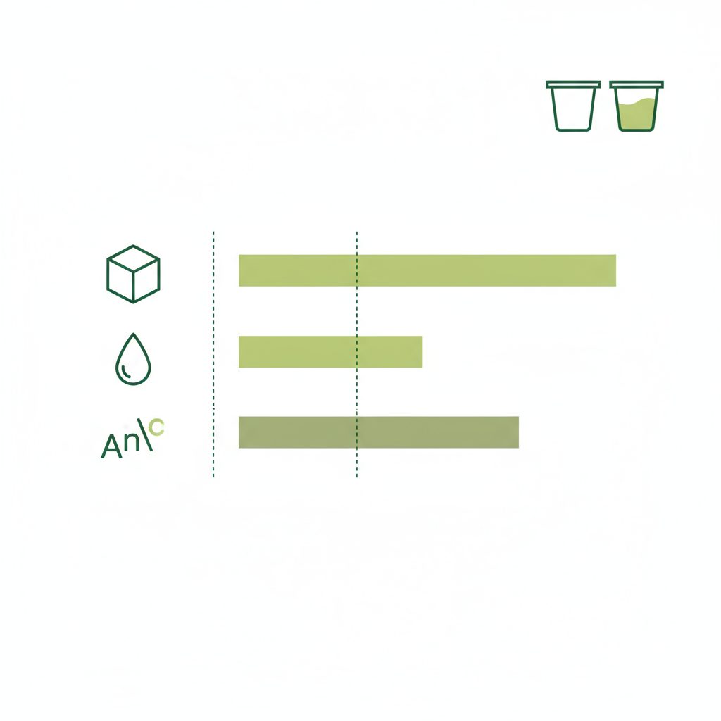 Minimalistische Vektor-Infografik zum Nährstoffvergleich: Naturjoghurt vs Fruchtjoghurt mit Icons für Zucker, Fett und Protein und einfachem Balkendiagramm, Markenfarben.