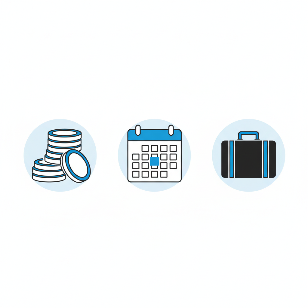 Minimal vector infographic of coins, calendar, and suitcase icons on white background. How many people have $500,000 in their retirement account?