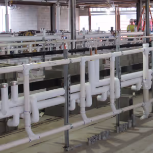 Plumbing construction in commercial facility
