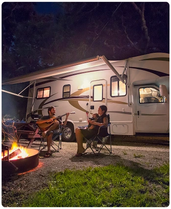 rv campground at the night