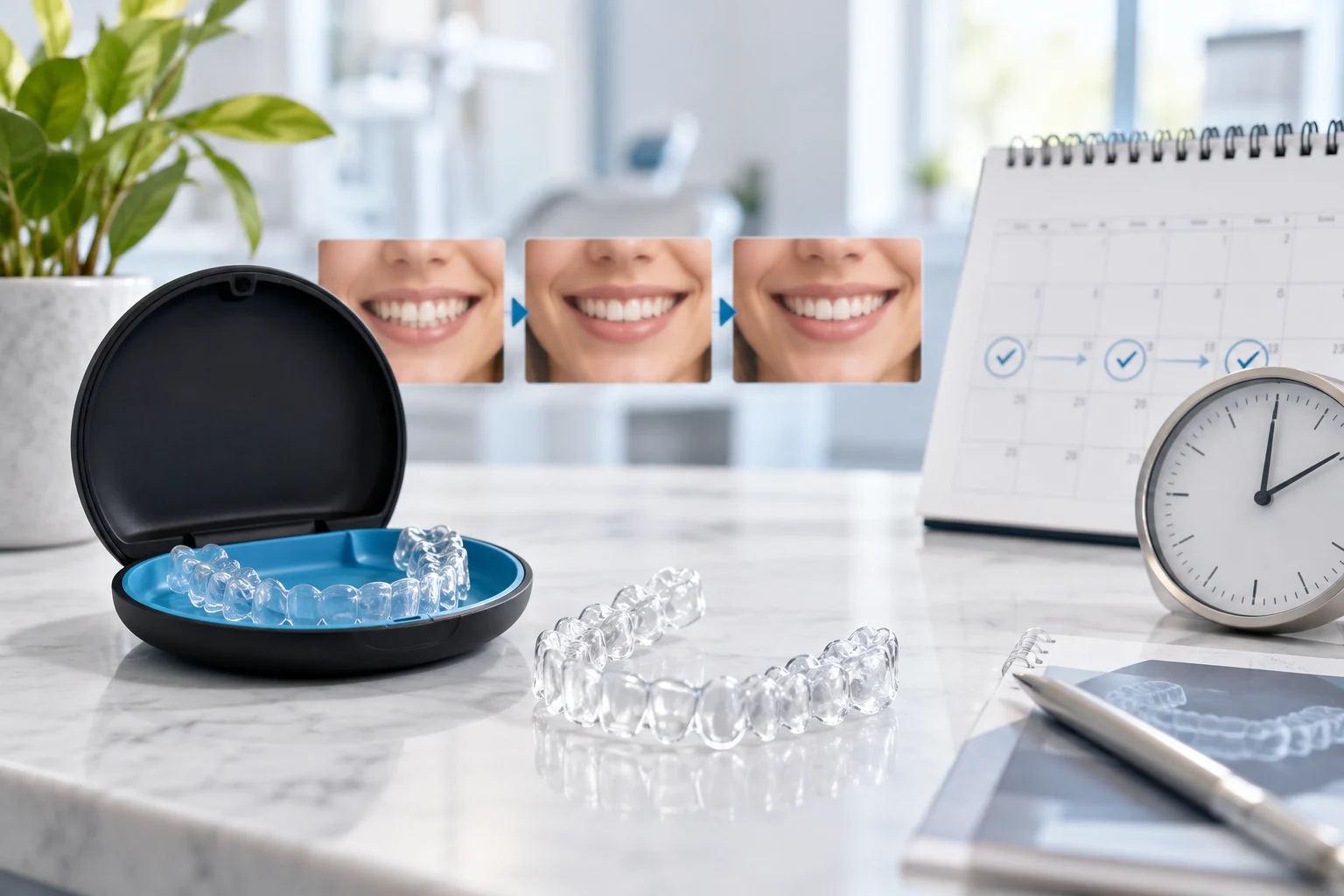 Imagen de portada del artículo «¿Cuánto dura Invisalign? Un calendario de tratamiento realista» — clínica dental Maida Smiles, Maida Vale, Londres