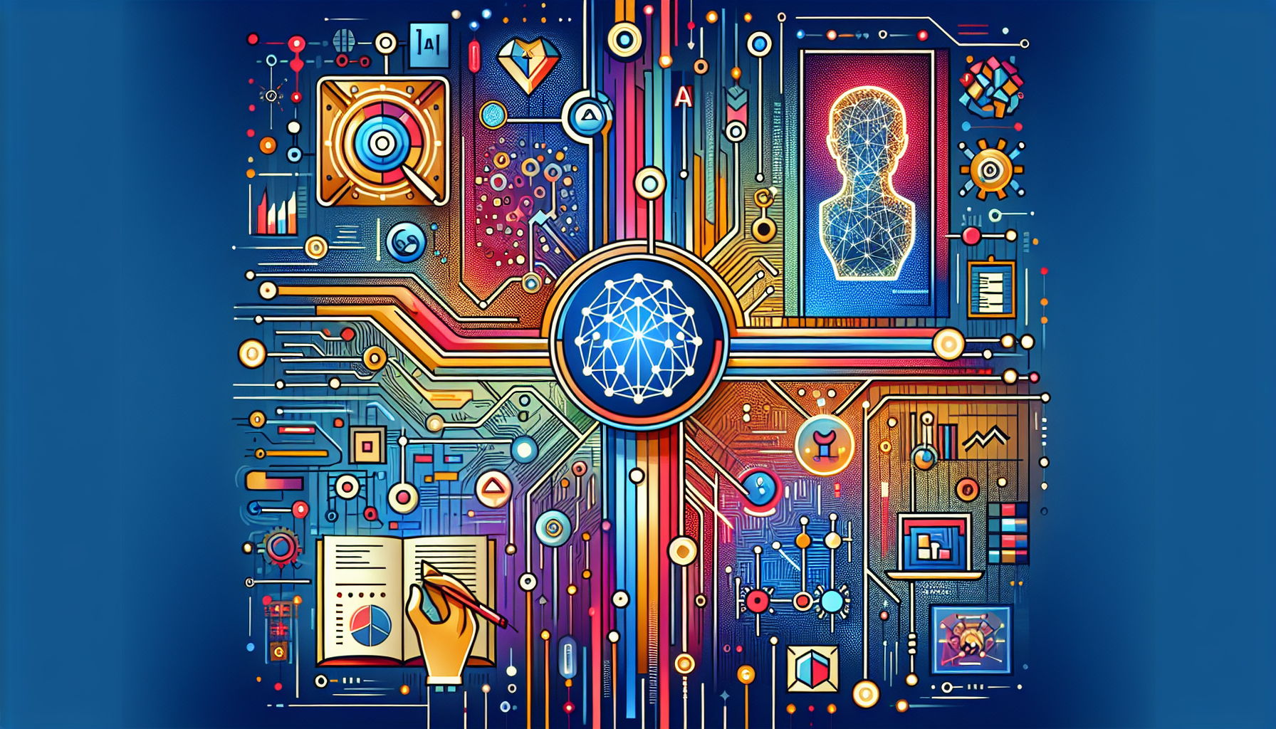 an image of AI-driven success in lead generation, representing efficiency, personalization, and data-driven insights, with circuit-like patterns, digital nodes, and a treasure map motif, reflecting the title 'What 9 AI Lead Adventures Reveal About Success'.