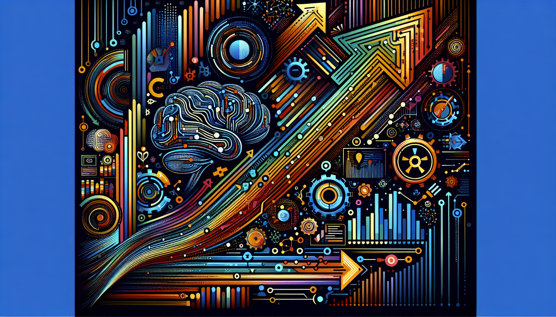 An image of a digital brain and circuit pattern representing AI, integrated with symbols of business growth like upward arrows and graphs. Dynamic lines symbolize AI's efficiency, interconnected nodes illustrate personalization, and gears represent cost-effectiveness. The color palette includes shades of blue and white, creating a vibrant and innovative atmosphere. The title 'How AI Lead Generation Drives Business Success' is displayed in a modern font.