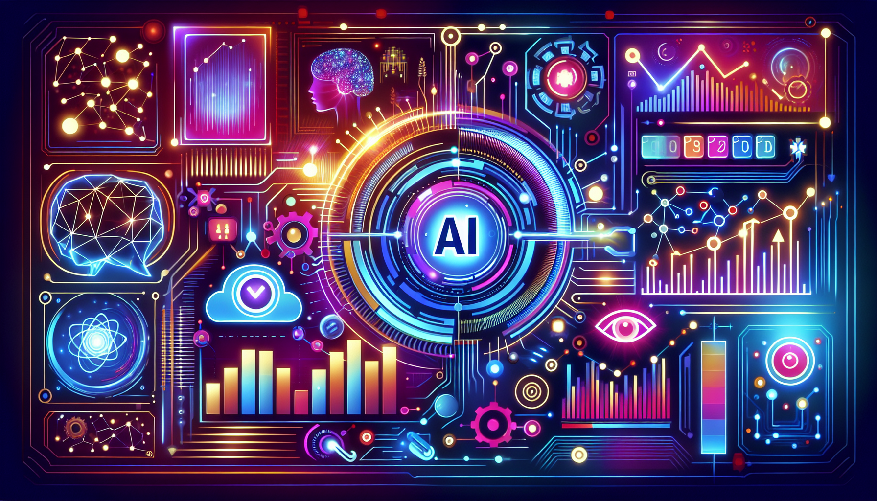 A vibrant and creative 16:9 image illustrating AI marketing's transformative power as detailed in the article, "Guide: 7 Reasons Why AI Marketing Excels." The image encapsulates the futuristic essence of AI driving business growth with a dynamic and modern representation of AI technology, symbolizing precision targeting, personalization, and cost efficiency. It incorporates elements like data-driven insights and automated processes, showcasing innovation and competitive advantage in a digital landscape. The color palette includes the hex codes ['#689fb0', '#9ec5d1', '#6972ad', '#474f91', '#fff'], evoking a sense of modernity and professionalism. Symbols of marketing prowess like graphs, charts, and digital interfaces are blended seamlessly with AI elements like neural networks or circuit patterns. The overall tone is optimistic and forward-looking, reflecting AI as a key to business success.