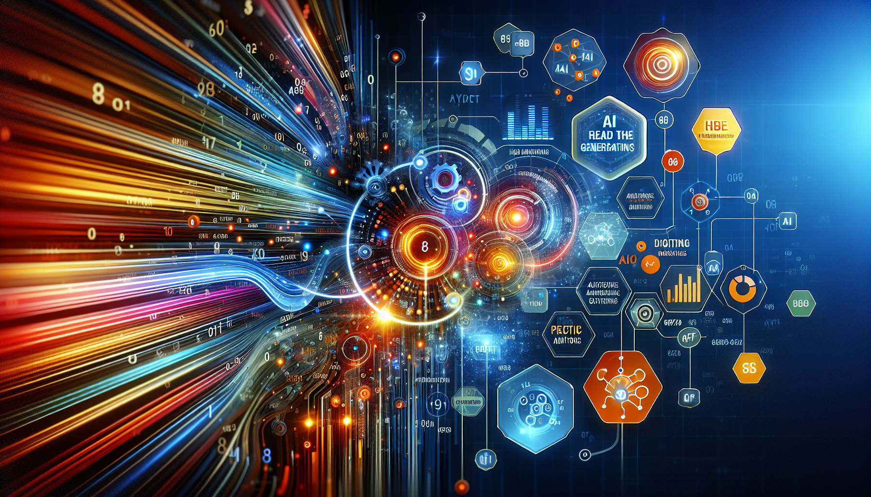 an image of futuristic and dynamic design representing AI lead generation tools revolutionizing marketing strategies, featuring abstract representations of digital marketing concepts like data streams, algorithmic patterns, and network connections. The image uses hex colors #689fb0, #9ec5d1, #6972ad, #474f91, and #fff, incorporating subtle elements of eight tools: HubSpot, Marketo, Salesforce Einstein, Drift, Leadfeeder, LinkedIn Sales Navigator, Intercom, and ZoomInfo. The overall tone is bright and optimistic, symbolizing AI-powered capabilities such as automation, predictive analytics, and customer engagement, reflecting the article's message about driving higher conversion rates and business growth through AI-enhanced strategies.