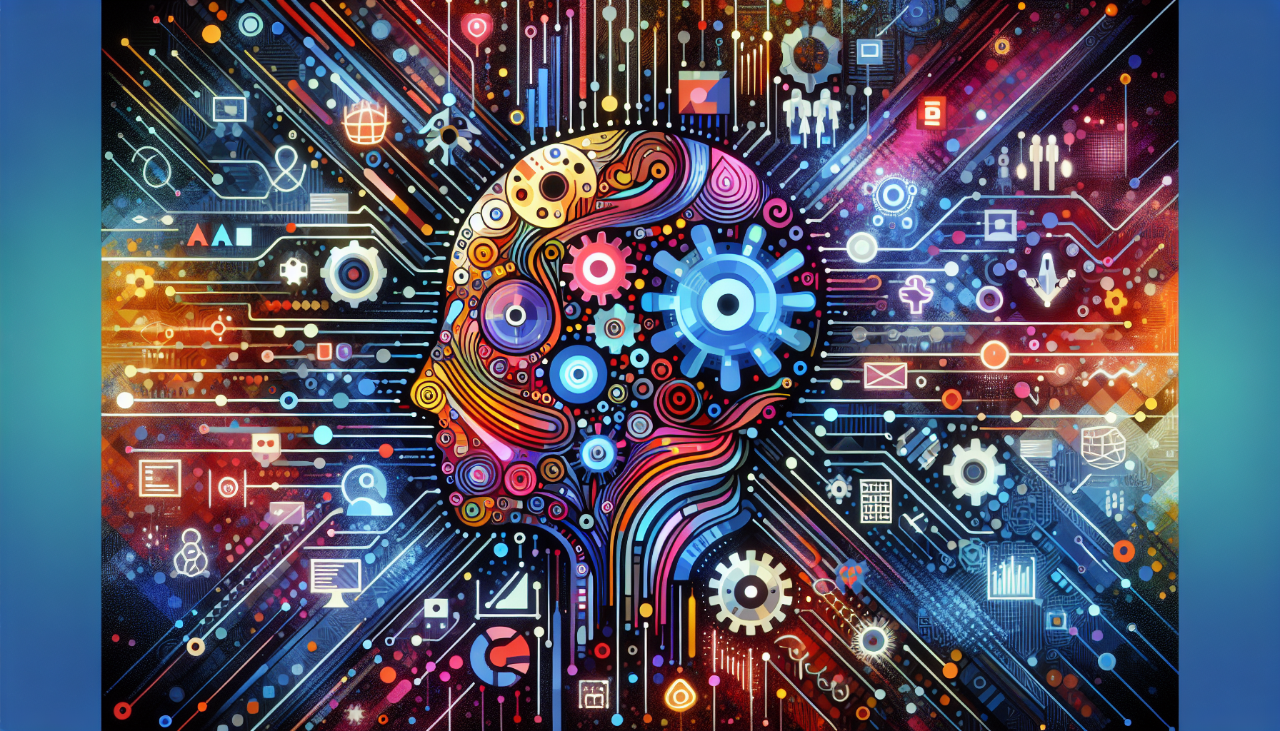an image of AI lead generation driving business innovation, representing Roundup: 9 Ways AI Lead Generation Fuels Innovation with dynamic AI elements like neural networks, data analytics icons, and a modern color palette