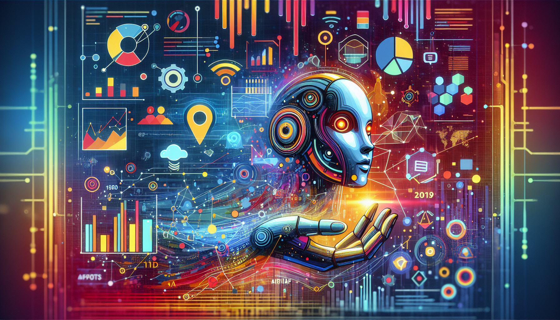 an image of AI transforming lead generation into exciting opportunities, representing keywords 'AI Lead Generation' and 'Innovative Strategies'. It features abstract representations of AI algorithms, data analysis graphs, and digital interfaces within a marketing-centric backdrop. Futuristic AI-driven tools like chatbots and predictive analytics are illustrated with engaging, imaginative graphics. The color palette includes #689fb0, #9ec5d1, #6972ad, #474f91, and #fff, emphasizing efficiency and personalization. The image conveys innovation and the transformative power of AI in revolutionizing marketing, encouraging exploration of cutting-edge strategies. Title: Review: 10 AI Strategies for Exciting Leads.
