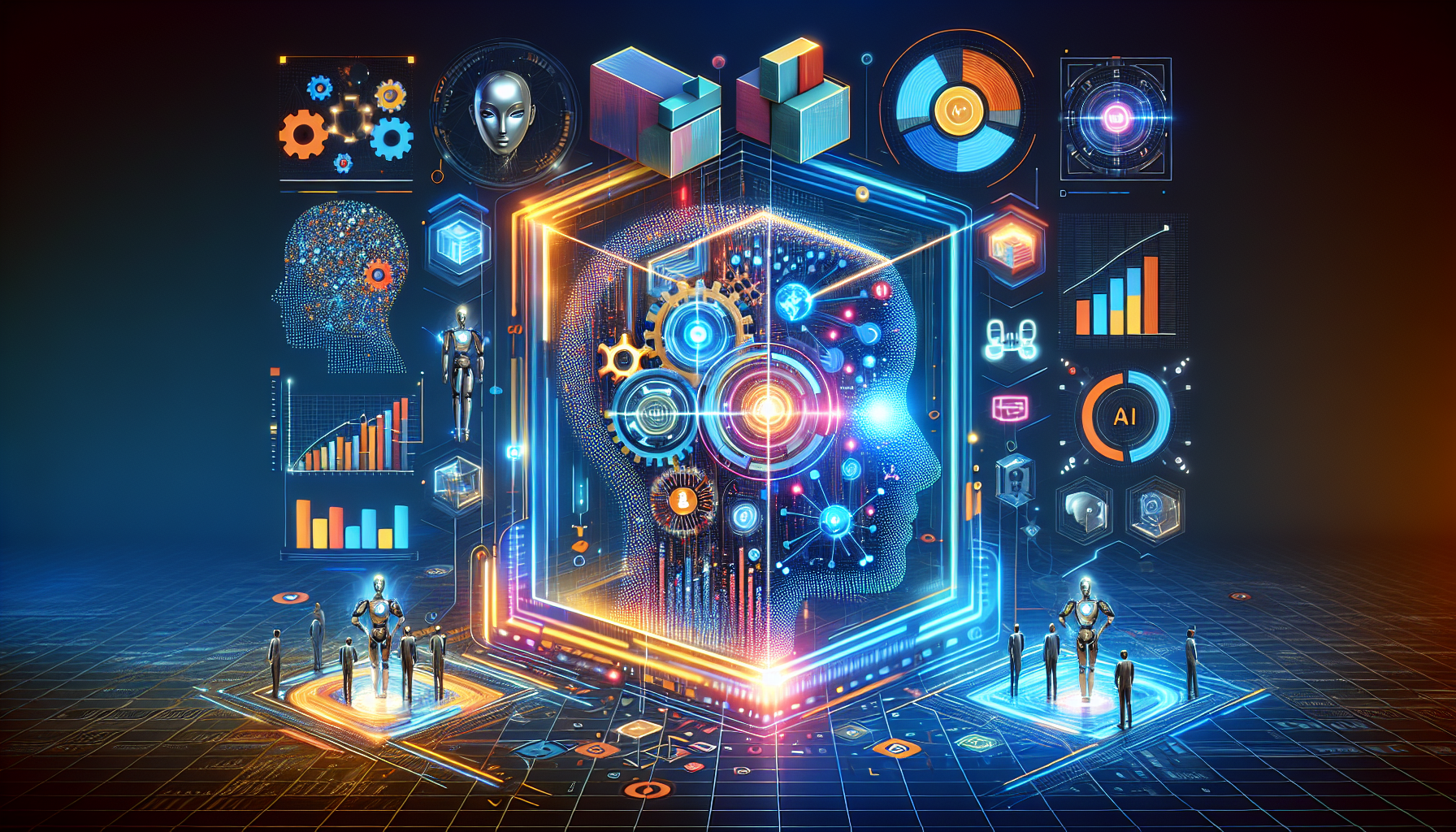 an image of the transformative power of AI marketing, representing efficiency, personalization, and data-driven insights in a futuristic theme, aligning with 'Why Choose AI Marketing: 10 Exciting Reasons'