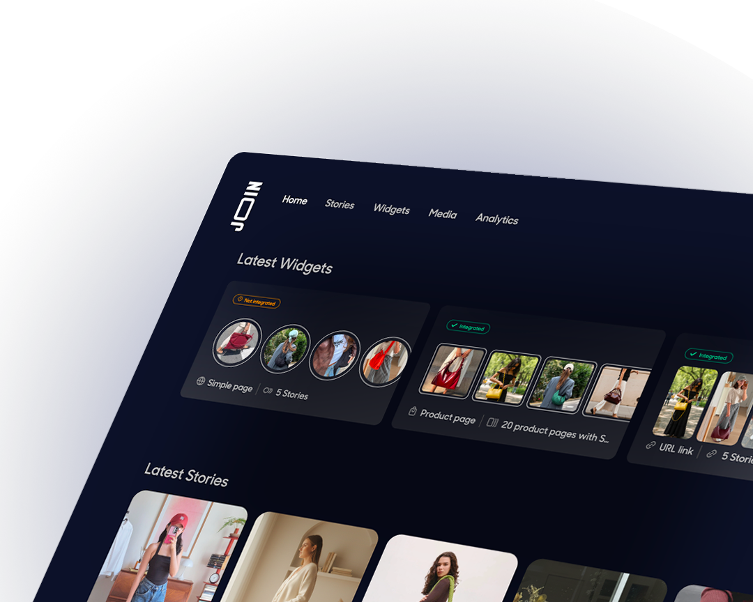 Aperçu du Studio JOIN : widgets et stories